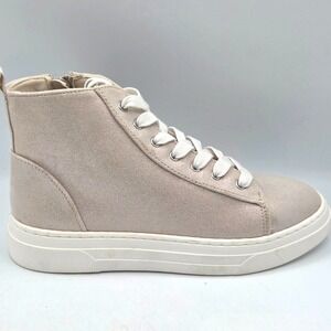 CCVON Girls Cream Sparkly High Top Sneaker Size 4 Side Zipper